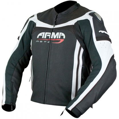 Armr Moto Raiden Leather Motorcycle Jacket Black/White