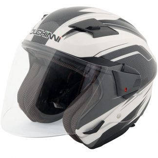 Duchinni D205 Open Face Motorcycle Helmet White/Carbon