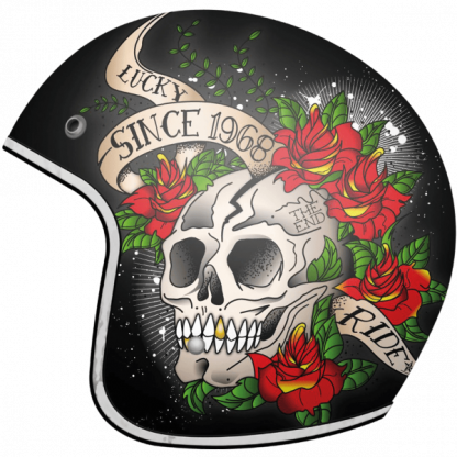 MT Le Mans Skull & Roses Motorcycle Helmet Black