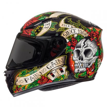 MT Revenge Skull & Roses Motorcycle Helmet Black