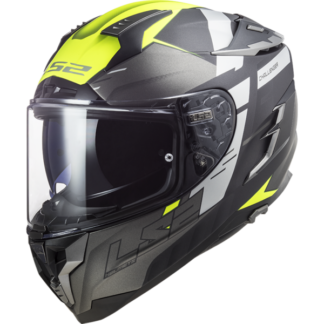 LS2 FF327 Challenger Motorcycle Helmet – Allert Matt Titanium H-V YELLOW