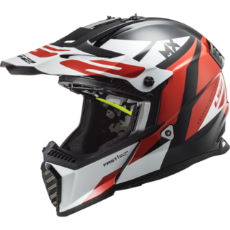 LS2 MX437 Fast Evo Mini Strike Motorcycle Helmet Black White Red-1